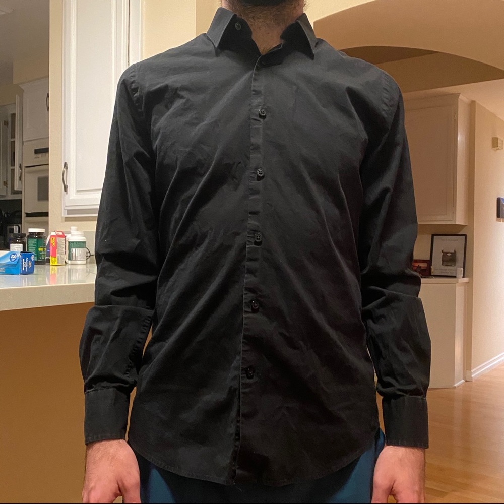 Sharp black dress shirt, extra slim fit